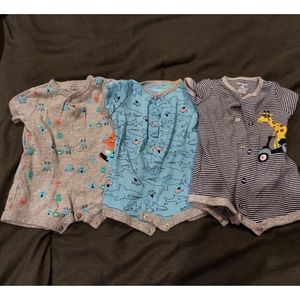 3pk Carters newborn baby boy rompers